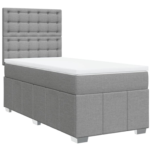 vidaXL Κρεβάτι Boxspring με Στρώμα Ανοιχτό Γκρι 80x200 εκ. Υφασμάτινο