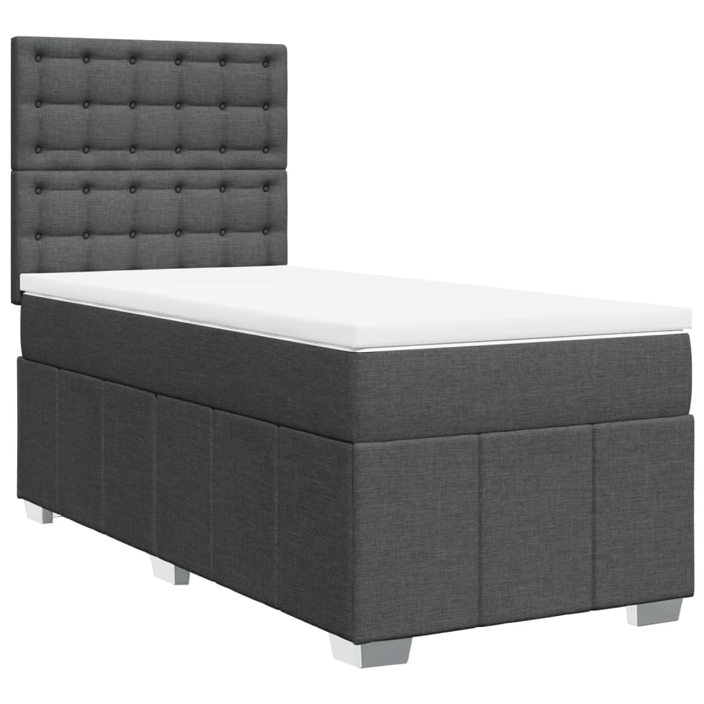 vidaXL Κρεβάτι Boxspring με Στρώμα Σκούρο Γκρι 80x200 εκ. Υφασμάτινο