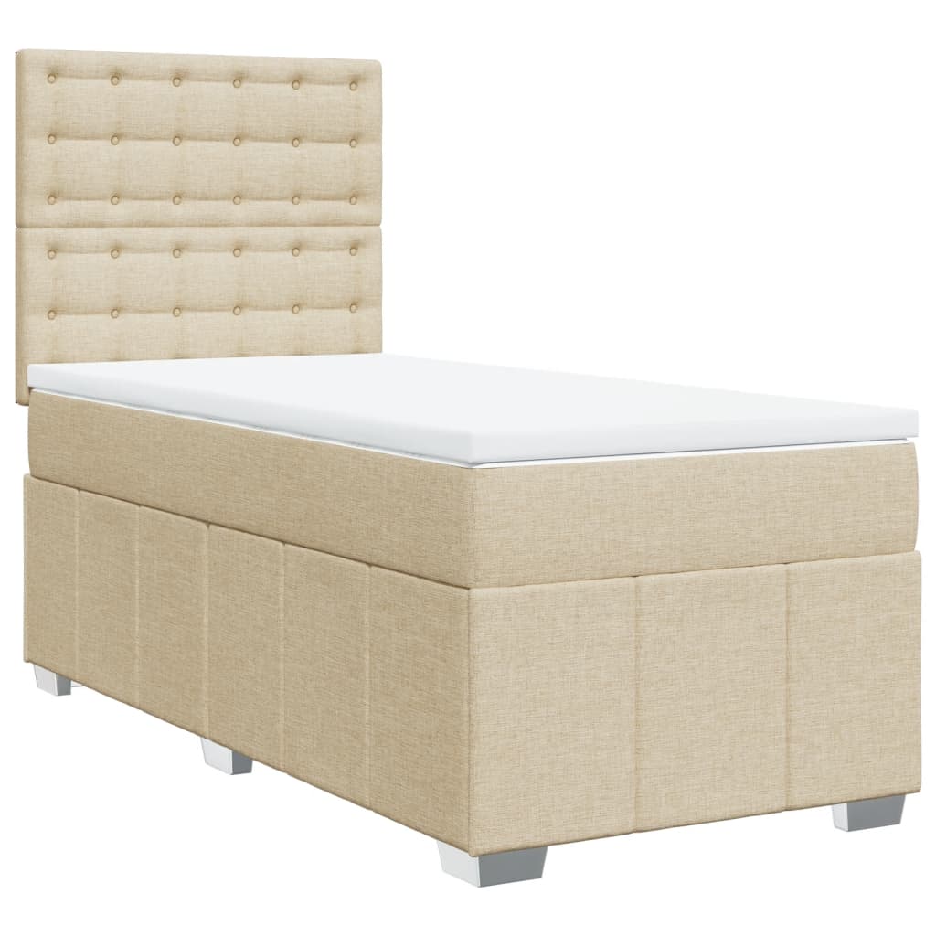 vidaXL Κρεβάτι Boxspring με Στρώμα Κρεμ 80 x 200 εκ. Υφασμάτινο