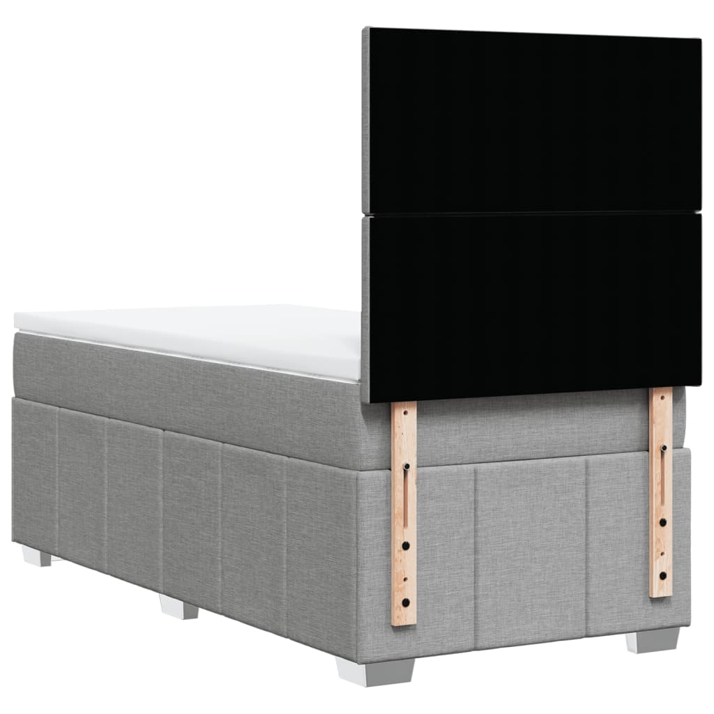 vidaXL Κρεβάτι Boxspring με Στρώμα Ανοιχτό Γκρι 90x190 εκ. Υφασμάτινο
