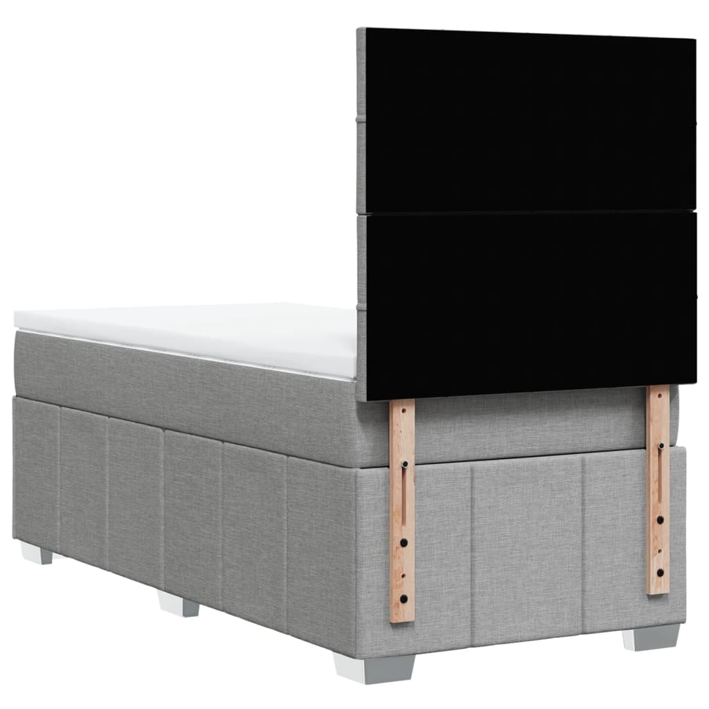 vidaXL Κρεβάτι Boxspring με Στρώμα Ανοιχτό Γκρι 90x190 εκ. Υφασμάτινο