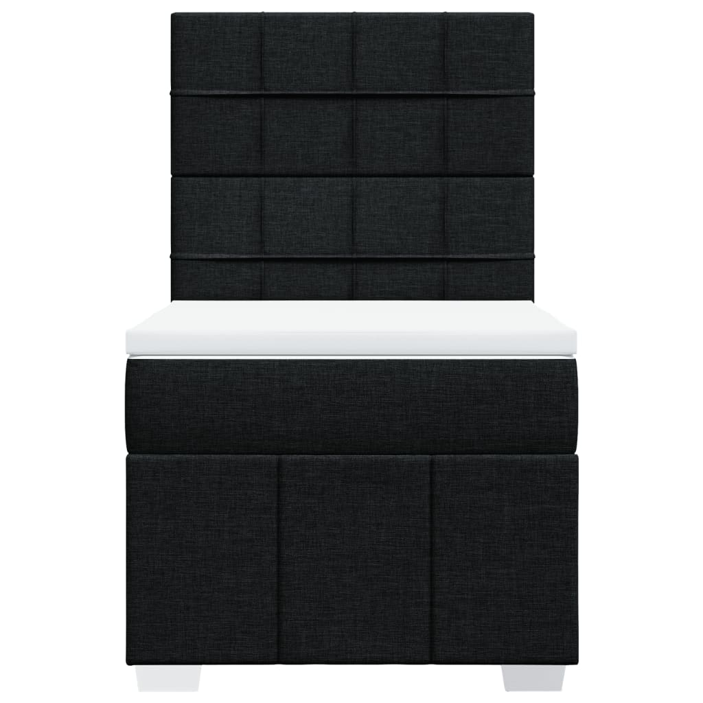 vidaXL Κρεβάτι Boxspring με Στρώμα Μαύρο 90x190 εκ.Υφασμάτινο