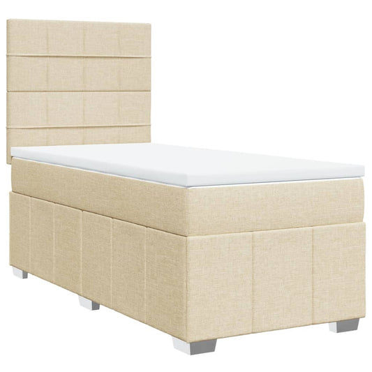 vidaXL Κρεβάτι Boxspring με Στρώμα Κρεμ 90x190 εκ.Υφασμάτινο