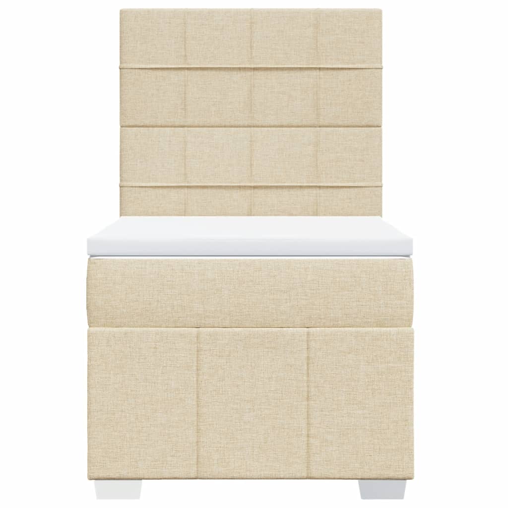 vidaXL Κρεβάτι Boxspring με Στρώμα Κρεμ 90x190 εκ.Υφασμάτινο