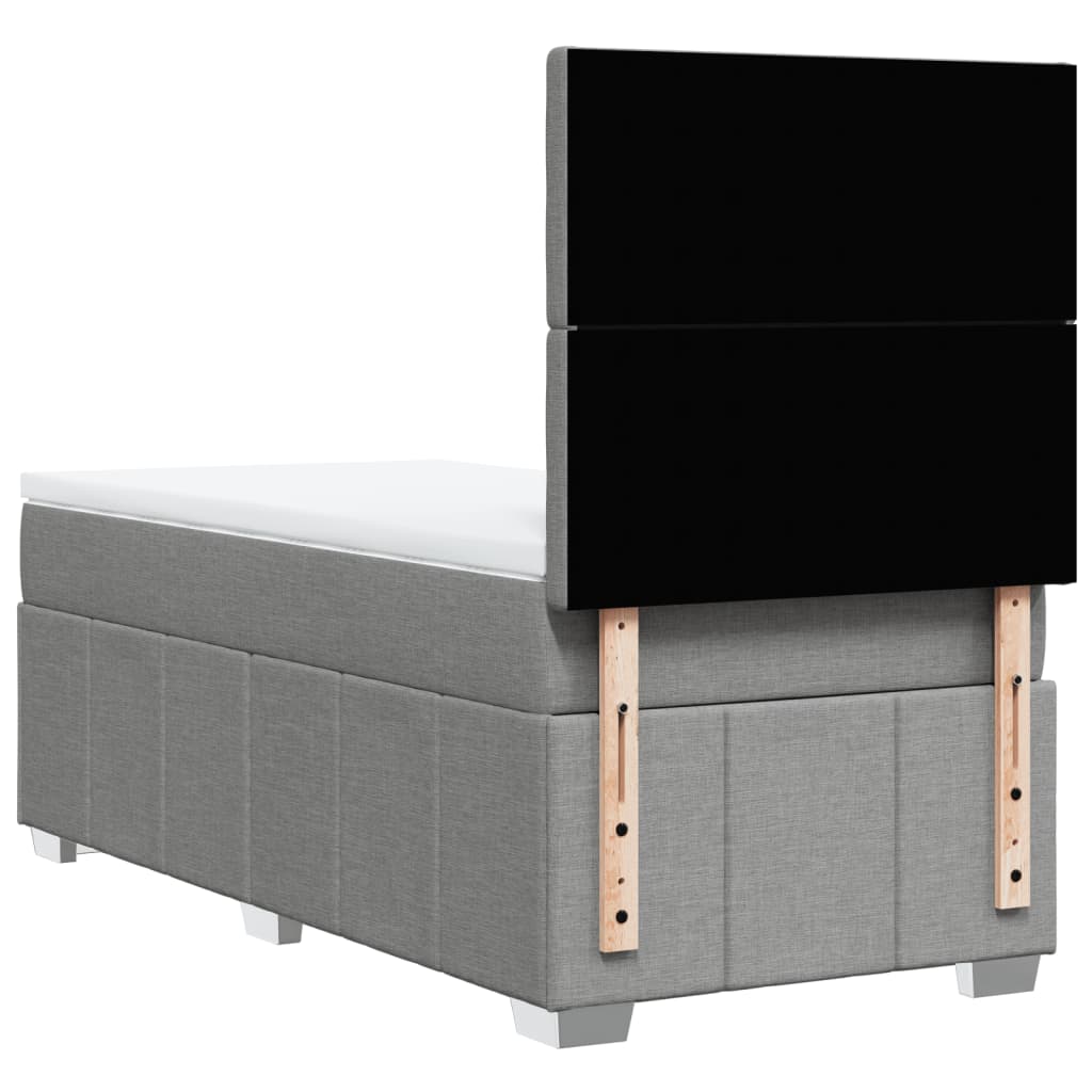 vidaXL Κρεβάτι Boxspring με Στρώμα Ανοιχτό Γκρι 90x190 εκ. Υφασμάτινο