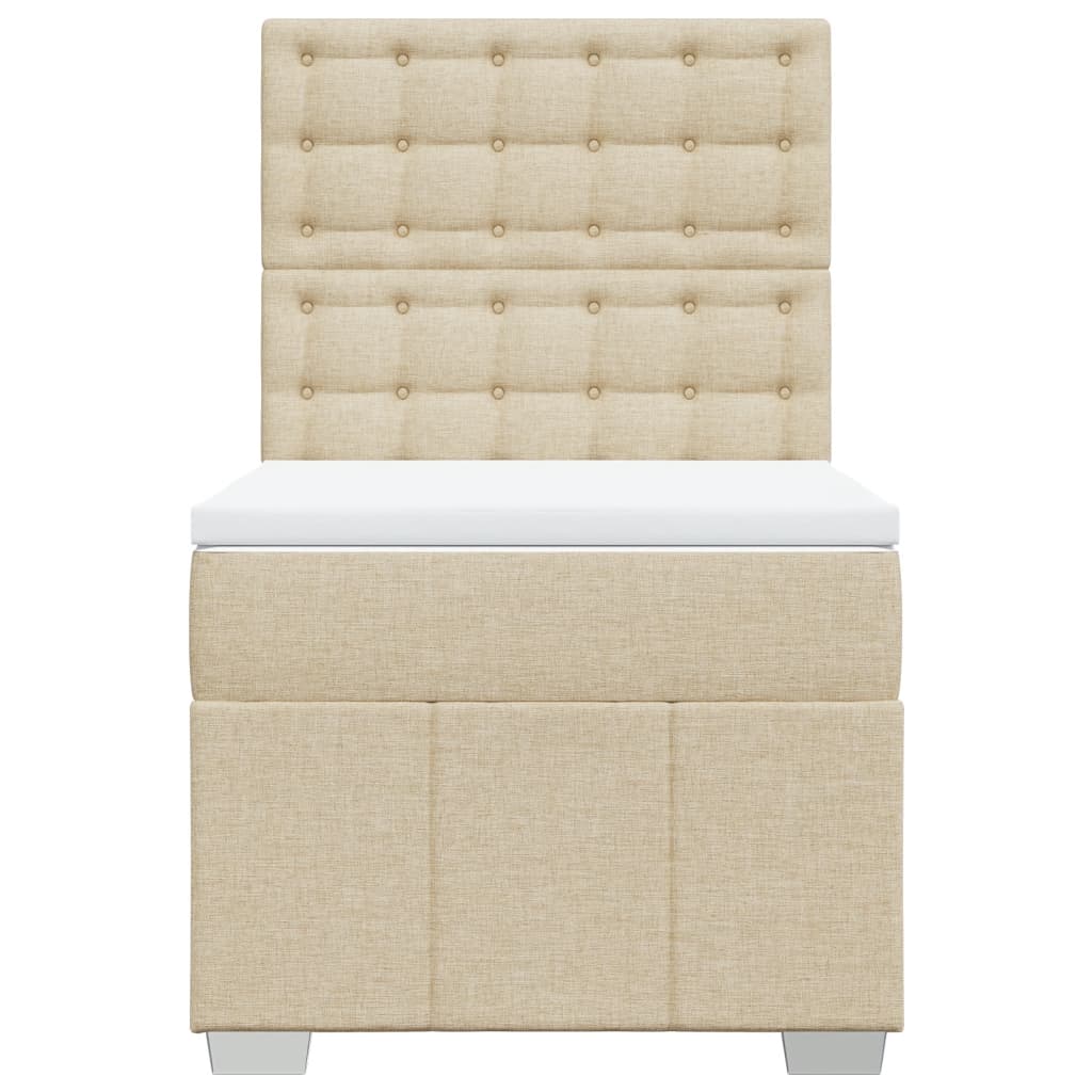 vidaXL Κρεβάτι Boxspring με Στρώμα Κρεμ 90x190 εκ.Υφασμάτινο