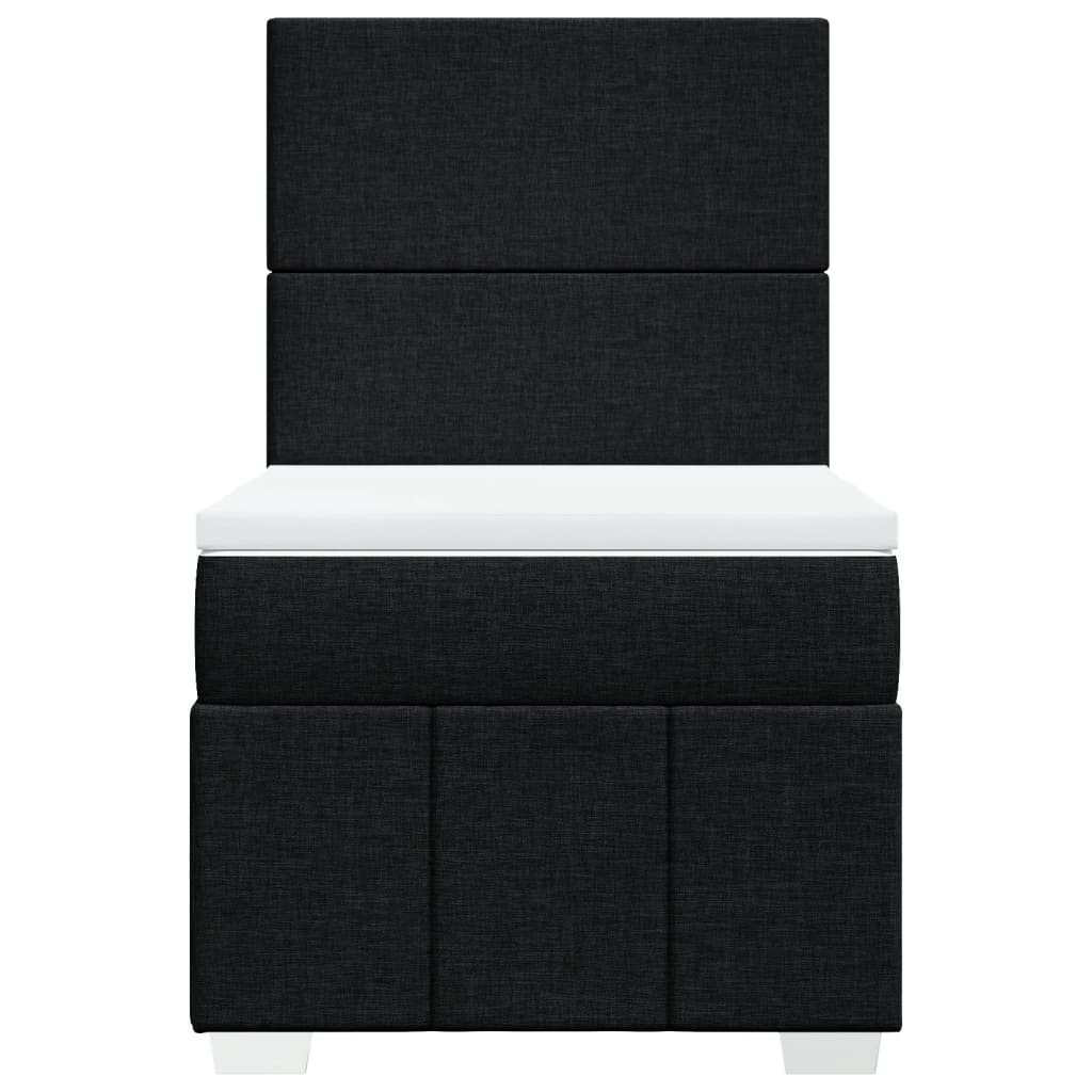 vidaXL Κρεβάτι Boxspring με Στρώμα Μαύρο 90x200 εκ. Υφασμάτινο