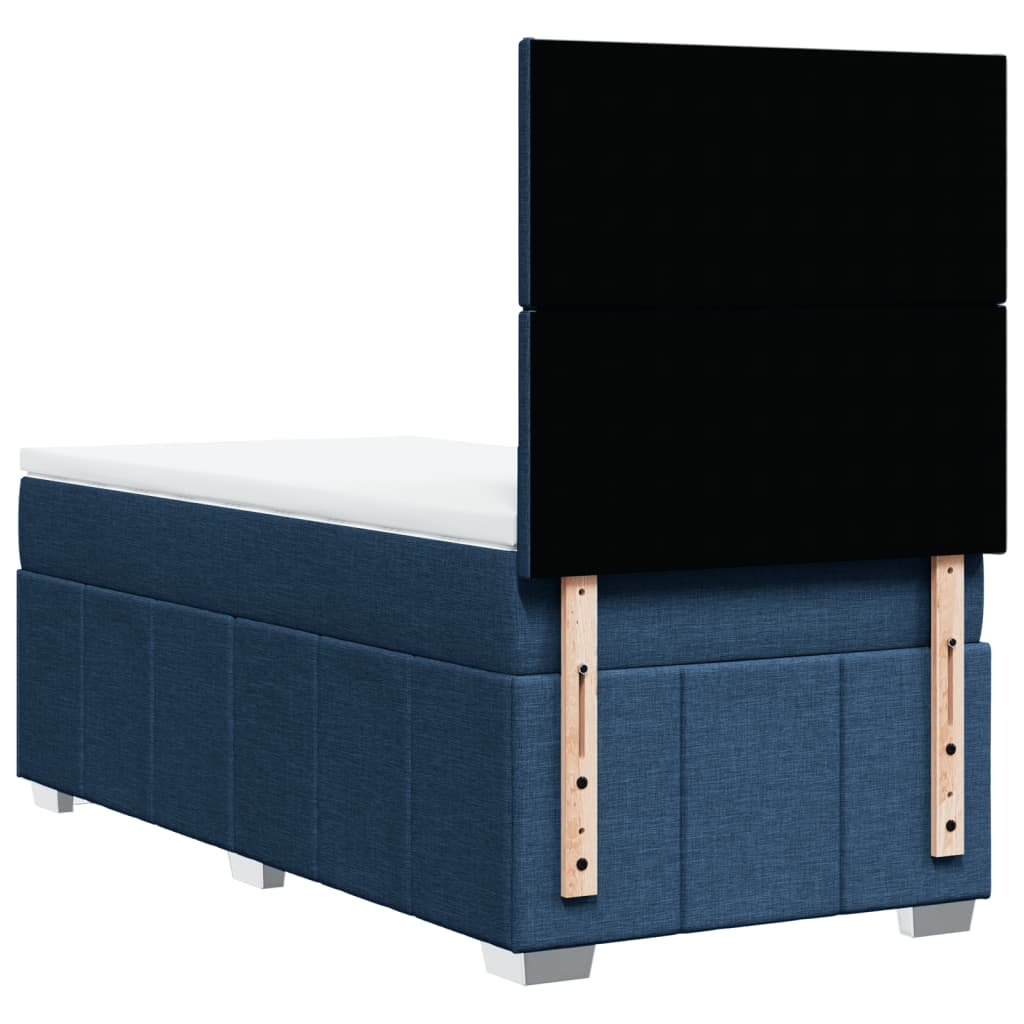 vidaXL Κρεβάτι Boxspring με Στρώμα Μπλε 90x200 εκ.Υφασμάτινο