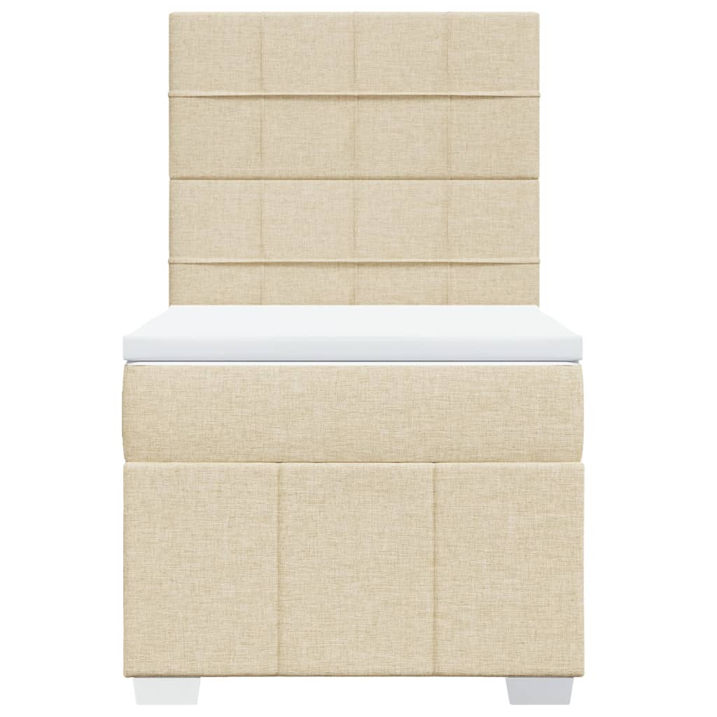 vidaXL Κρεβάτι Boxspring με Στρώμα Κρεμ 90x200 εκ.Υφασμάτινο