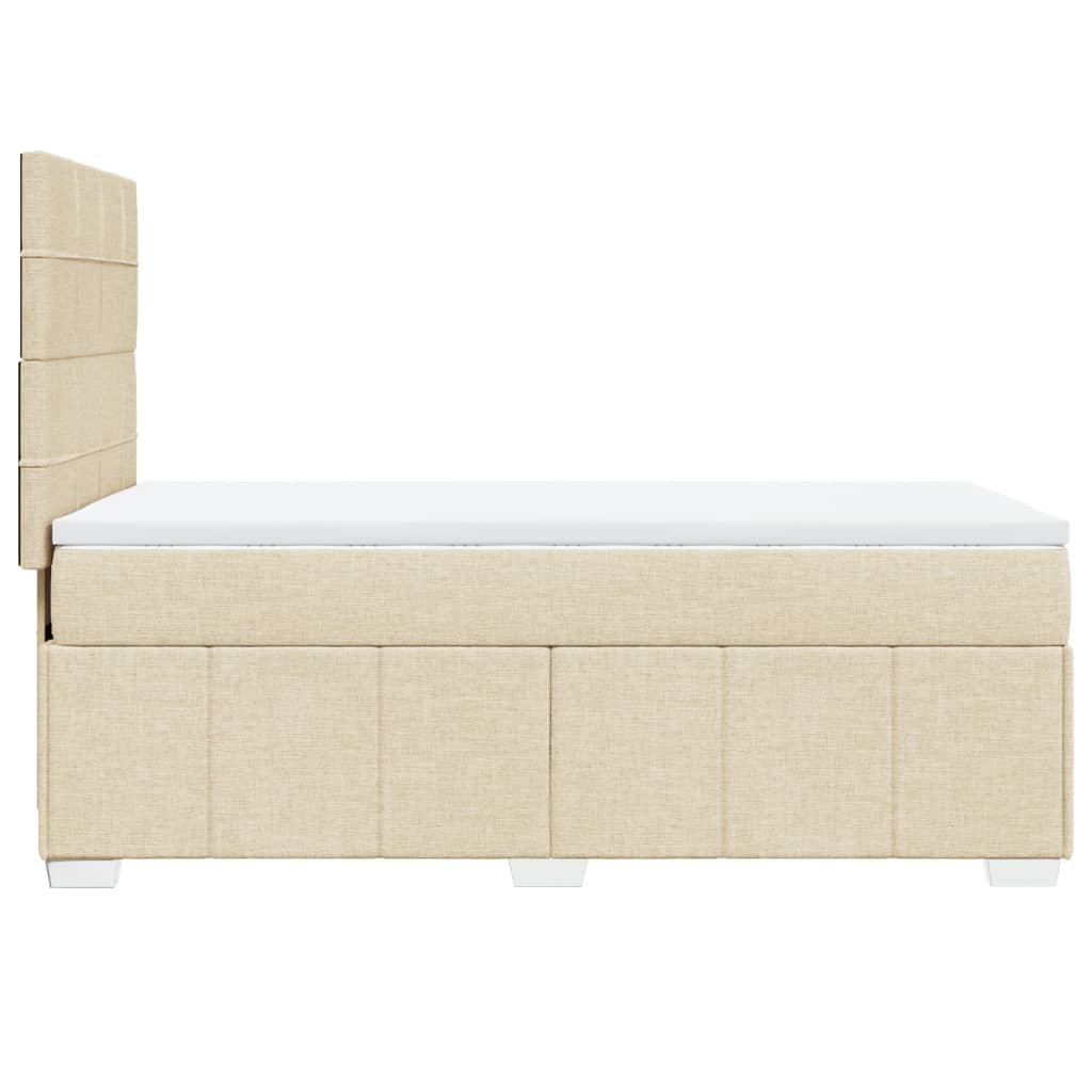 vidaXL Κρεβάτι Boxspring με Στρώμα Κρεμ 90x200 εκ.Υφασμάτινο