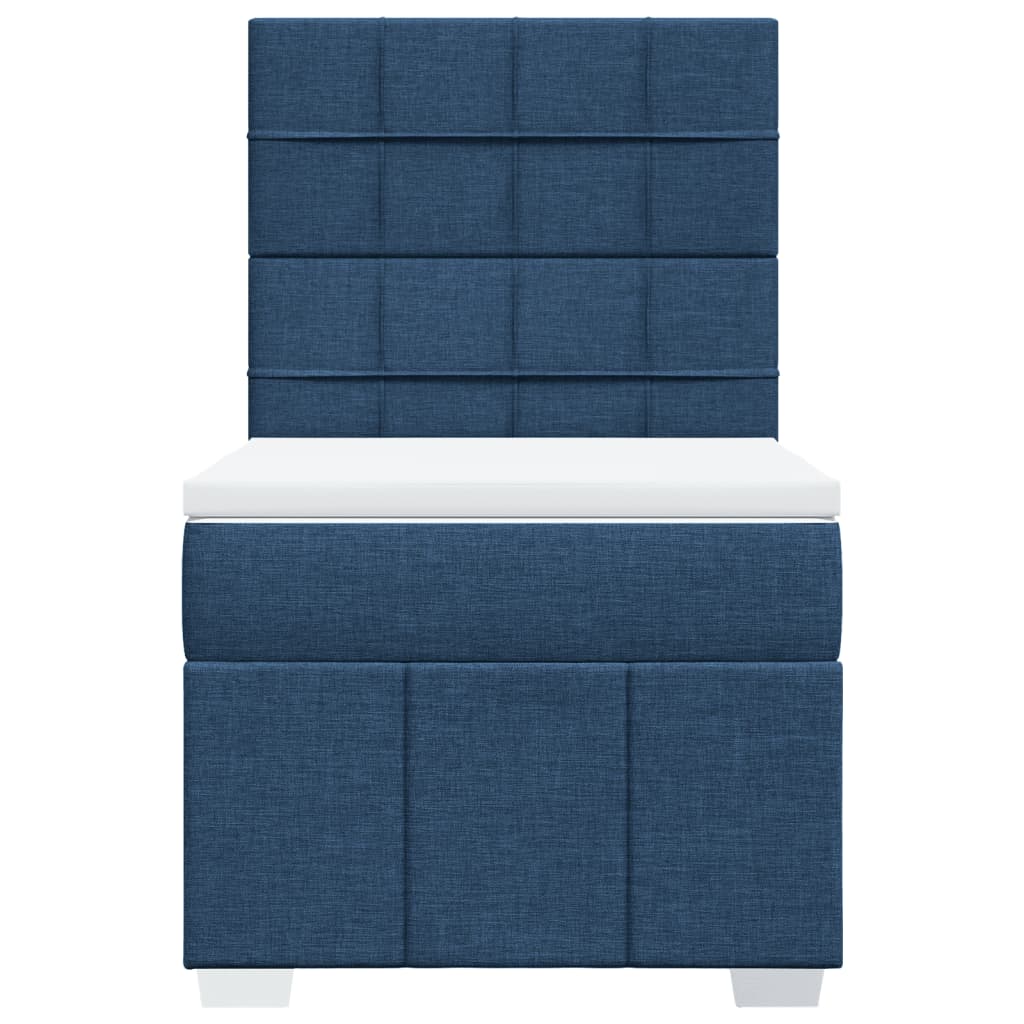 vidaXL Κρεβάτι Boxspring με Στρώμα Μπλε 90x200 εκ.Υφασμάτινο