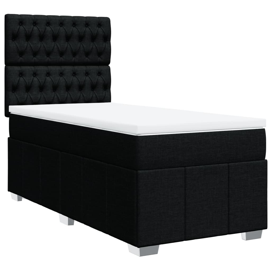 vidaXL Κρεβάτι Boxspring με Στρώμα Μαύρο 90x200 εκ. Υφασμάτινο