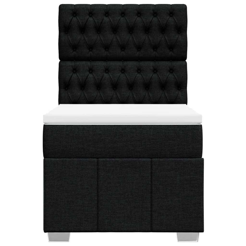 vidaXL Κρεβάτι Boxspring με Στρώμα Μαύρο 90x200 εκ. Υφασμάτινο