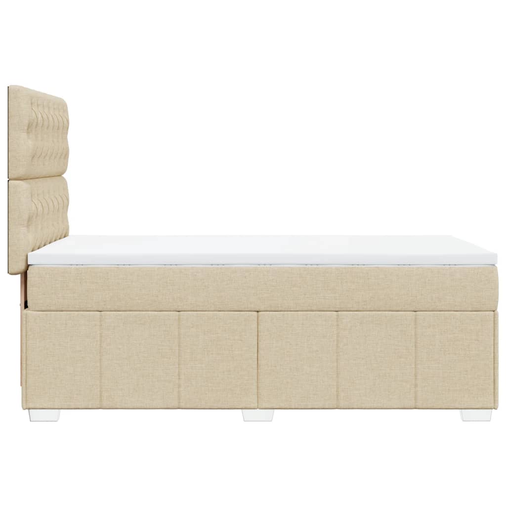 vidaXL Κρεβάτι Boxspring με Στρώμα Κρεμ 90x200 εκ.Υφασμάτινο