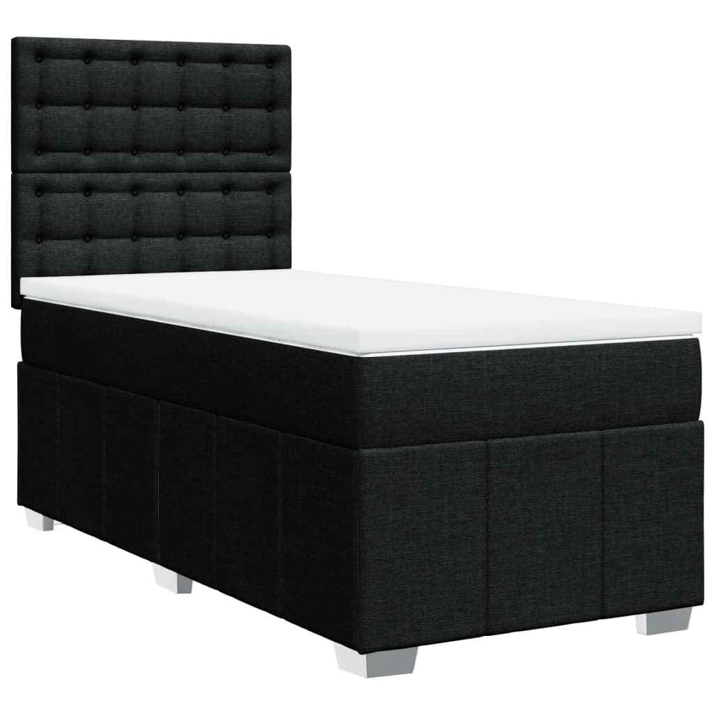 vidaXL Κρεβάτι Boxspring με Στρώμα Μαύρο 90x200 εκ. Υφασμάτινο