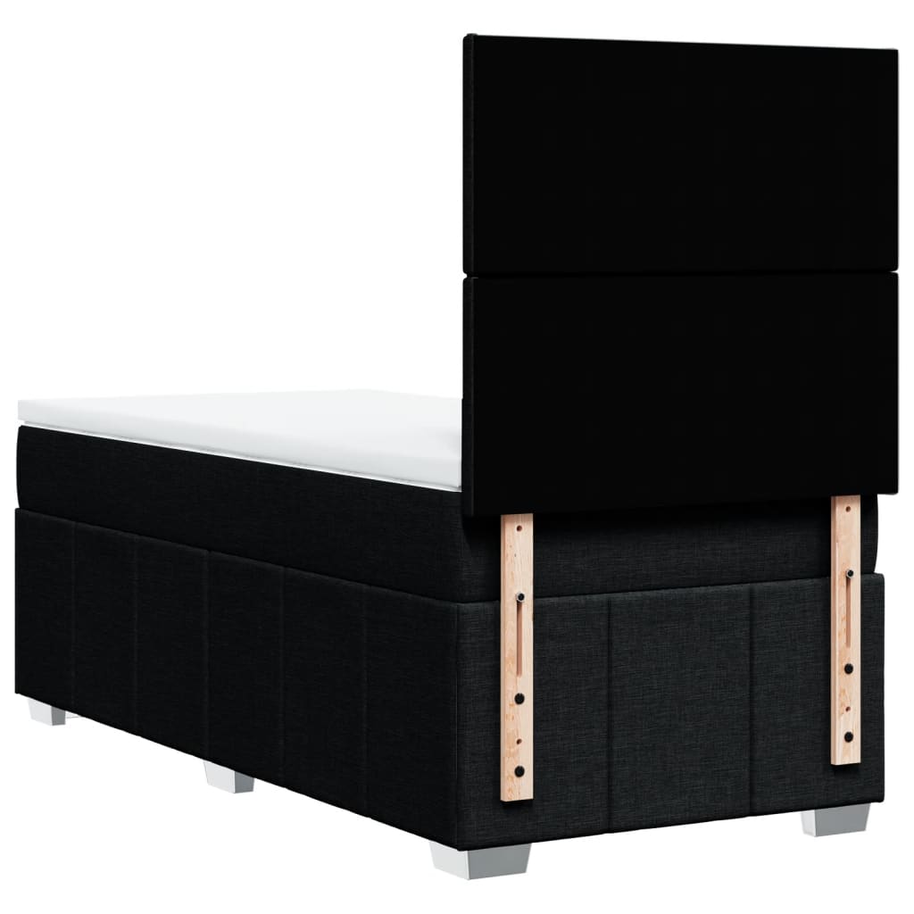 vidaXL Κρεβάτι Boxspring με Στρώμα Μαύρο 100 x 200 εκ. Υφασμάτινο