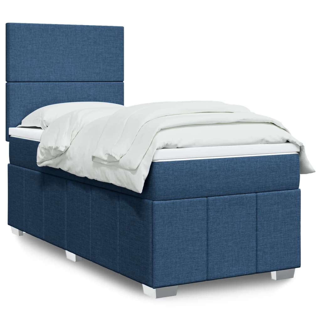 vidaXL Κρεβάτι Boxspring με Στρώμα Μπλε 100 x 200 εκ. Υφασμάτινο