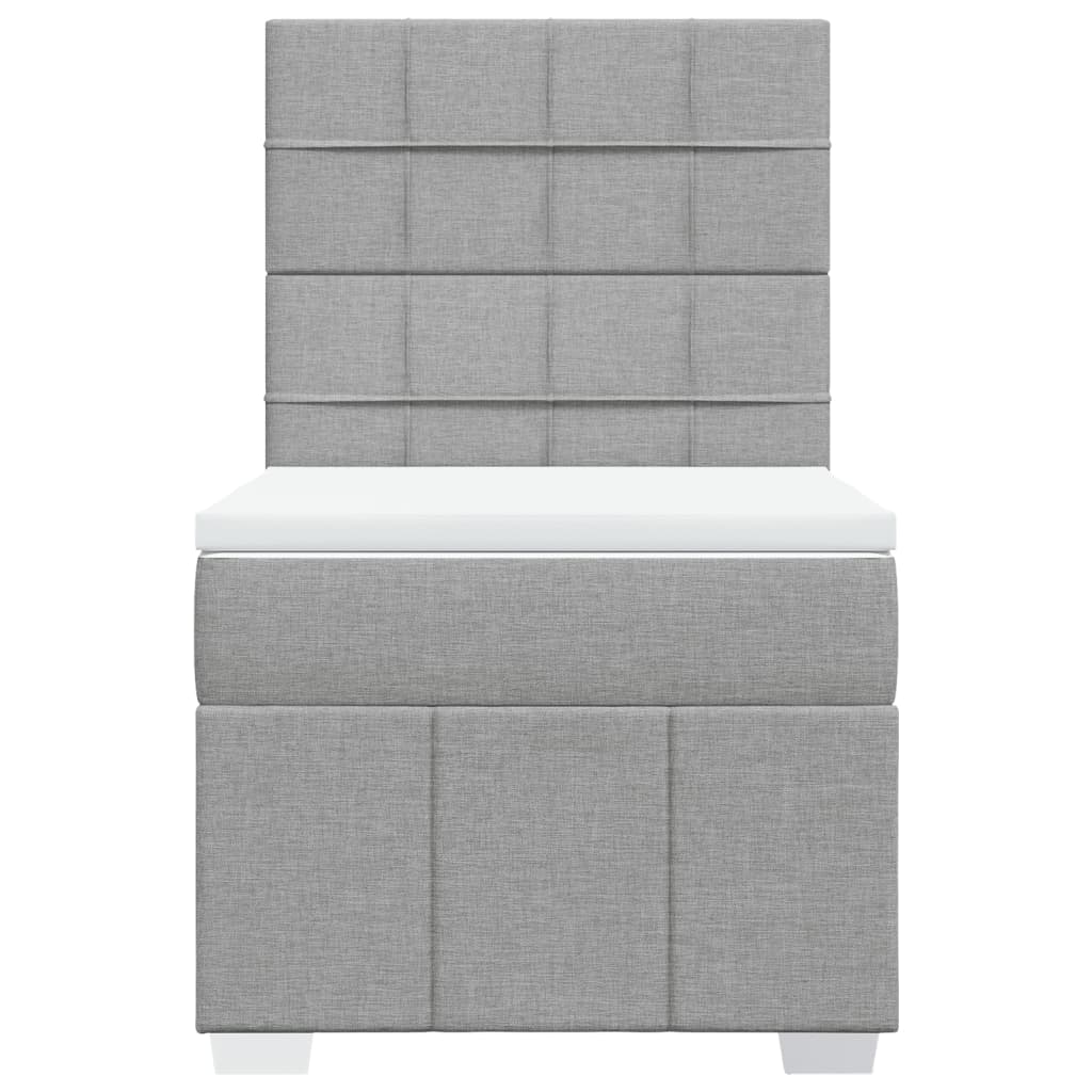 vidaXL Κρεβάτι Boxspring με Στρώμα Ανοιχτό Γκρι 100x200 εκ. Υφασμάτινο