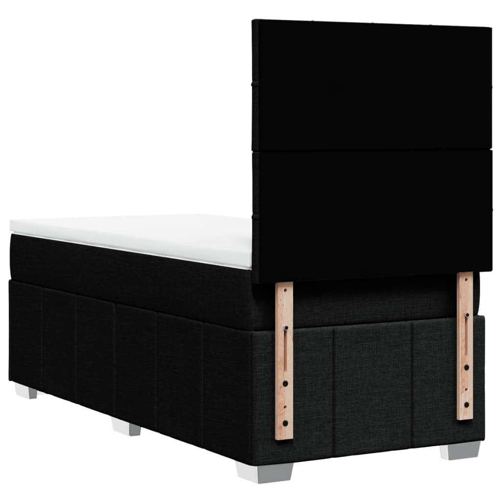 vidaXL Κρεβάτι Boxspring με Στρώμα Μαύρο 100 x 200 εκ. Υφασμάτινο
