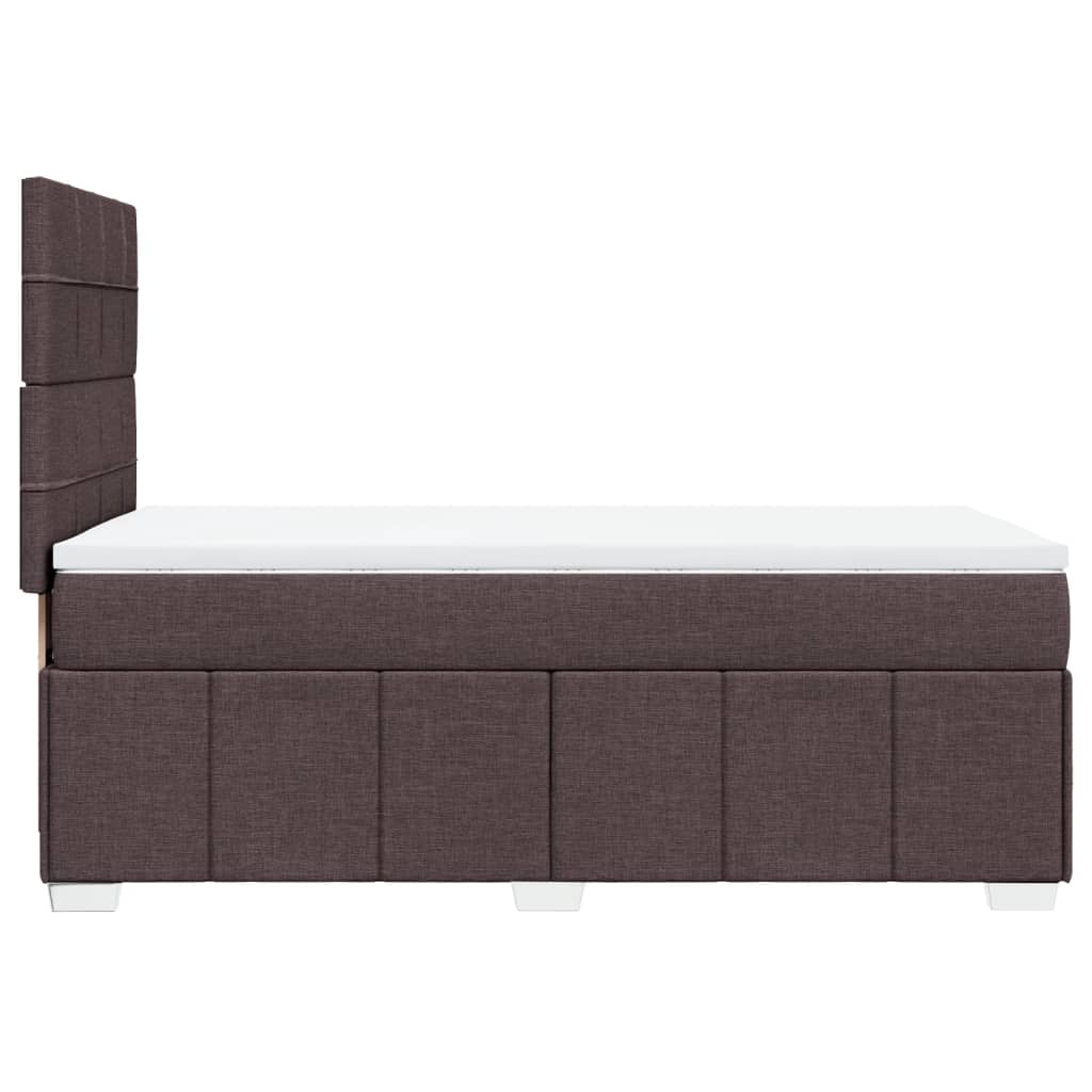 vidaXL Κρεβάτι Boxspring με Στρώμα Σκούρο Καφέ 100x200 εκ. Υφασμάτινο