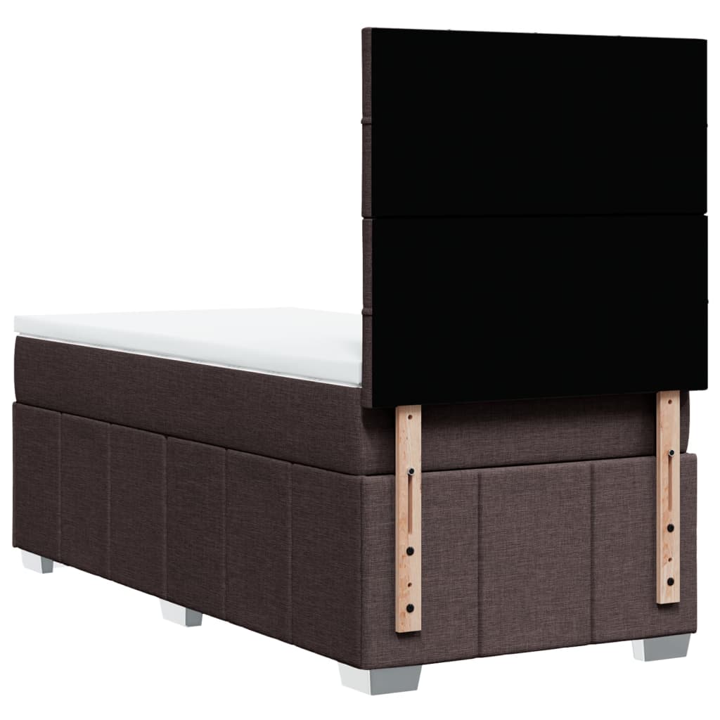 vidaXL Κρεβάτι Boxspring με Στρώμα Σκούρο Καφέ 100x200 εκ. Υφασμάτινο
