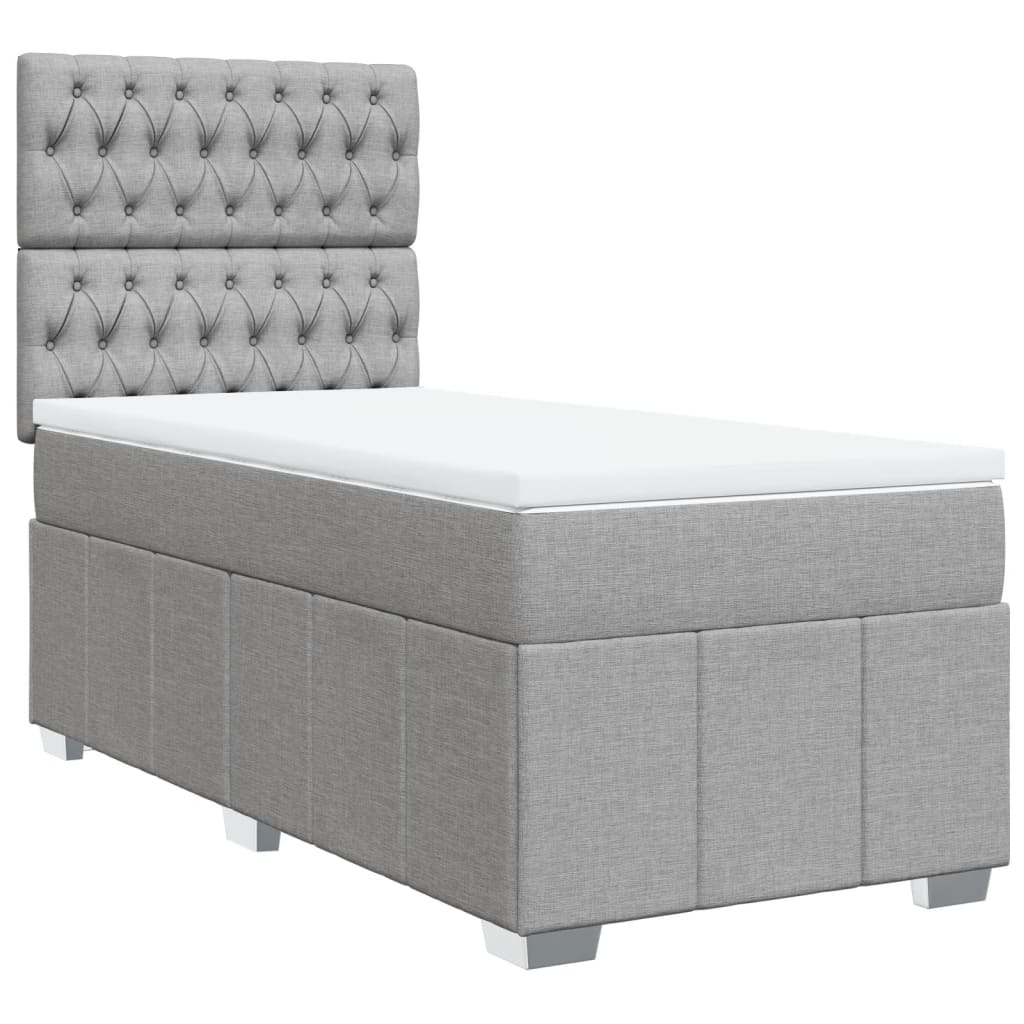 vidaXL Κρεβάτι Boxspring με Στρώμα Ανοιχτό Γκρι 100x200 εκ. Υφασμάτινο