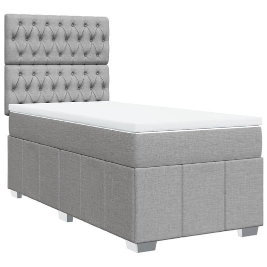 vidaXL Κρεβάτι Boxspring με Στρώμα Ανοιχτό Γκρι 100x200 εκ. Υφασμάτινο