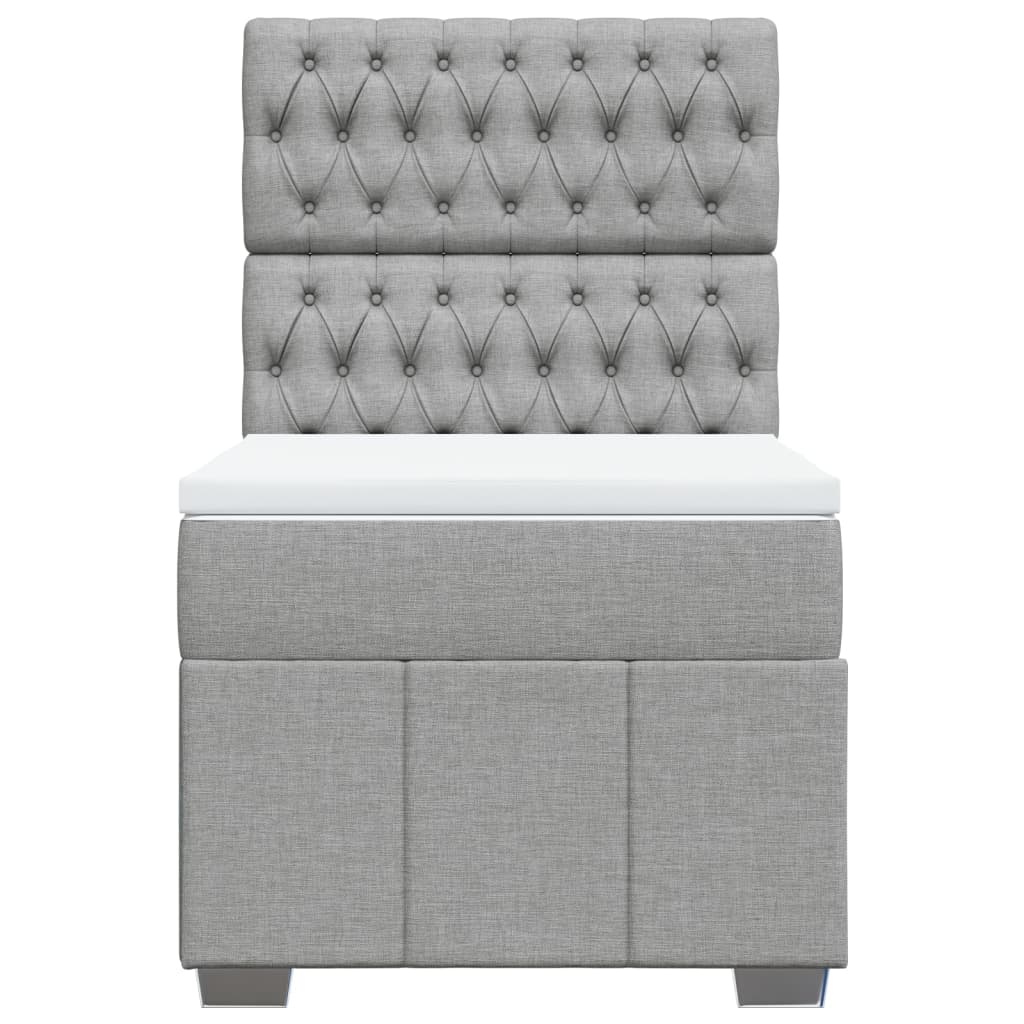 vidaXL Κρεβάτι Boxspring με Στρώμα Ανοιχτό Γκρι 100x200 εκ. Υφασμάτινο