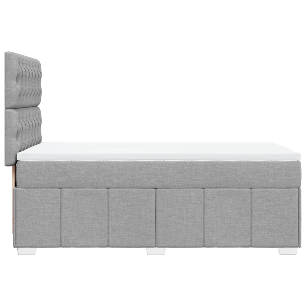 vidaXL Κρεβάτι Boxspring με Στρώμα Ανοιχτό Γκρι 100x200 εκ. Υφασμάτινο