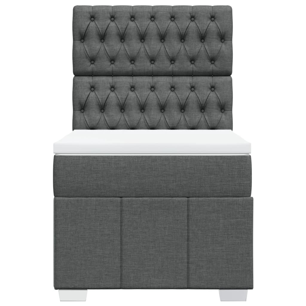 vidaXL Κρεβάτι Boxspring με Στρώμα Σκούρο Γκρι 100x200 εκ. Υφασμάτινο