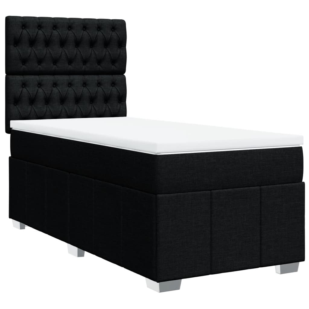 vidaXL Κρεβάτι Boxspring με Στρώμα Μαύρο 100 x 200 εκ. Υφασμάτινο