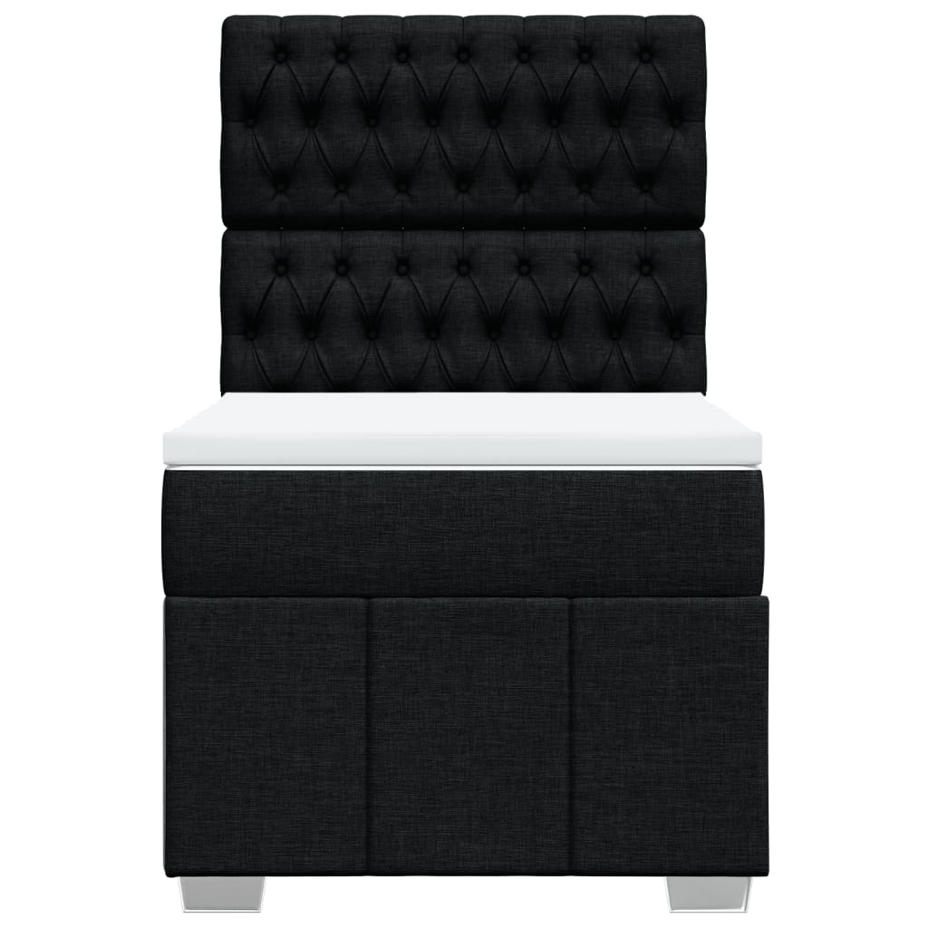 vidaXL Κρεβάτι Boxspring με Στρώμα Μαύρο 100 x 200 εκ. Υφασμάτινο