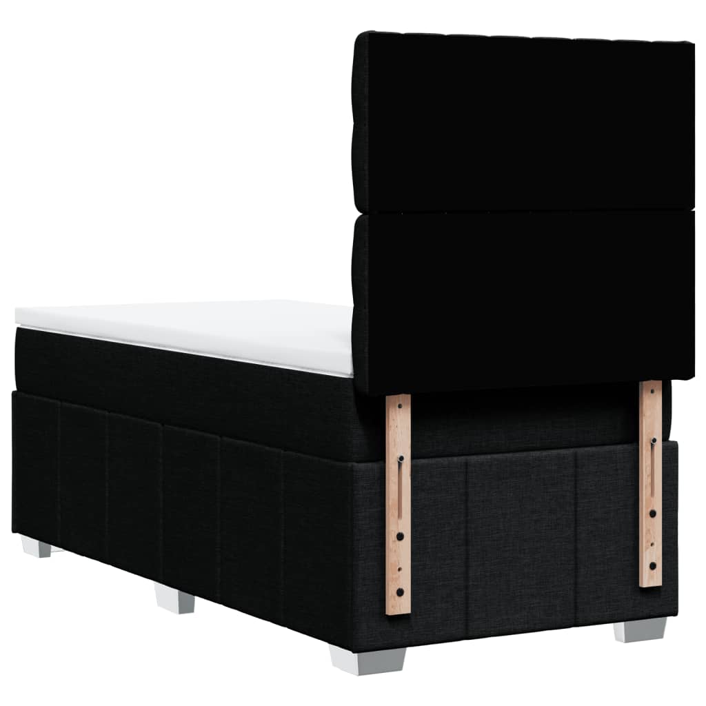 vidaXL Κρεβάτι Boxspring με Στρώμα Μαύρο 100 x 200 εκ. Υφασμάτινο