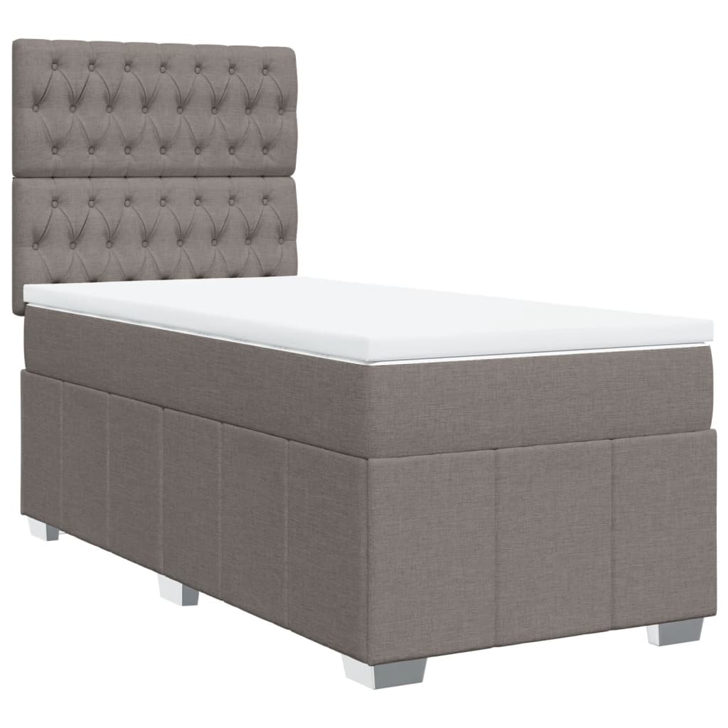 vidaXL Κρεβάτι Boxspring με Στρώμα Taupe 100 x 200 εκ. Υφασμάτινο