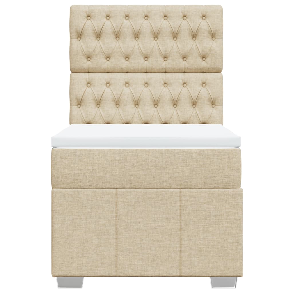 vidaXL Κρεβάτι Boxspring με Στρώμα Κρεμ 100 x 200 εκ. Υφασμάτινο
