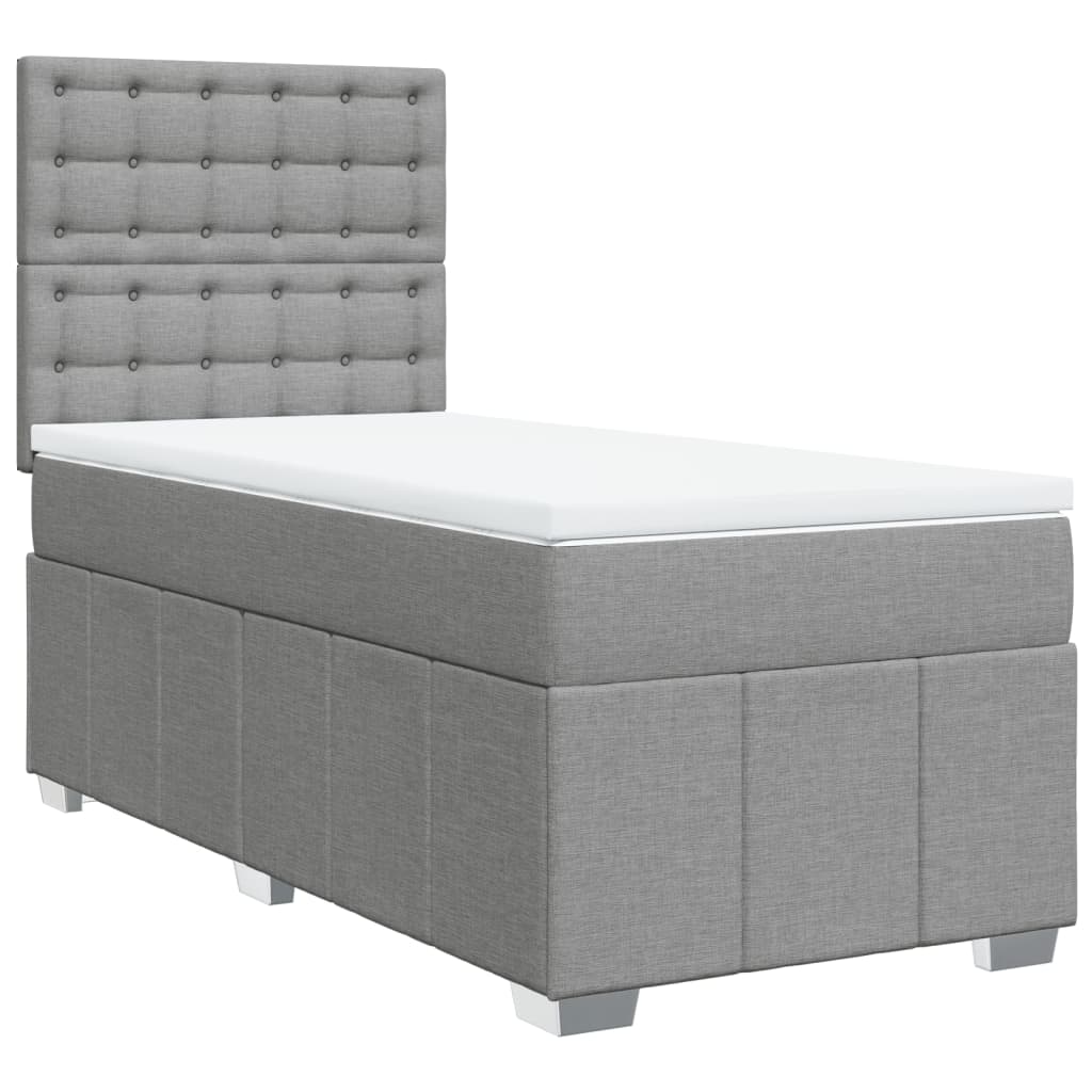 vidaXL Κρεβάτι Boxspring με Στρώμα Ανοιχτό Γκρι 100x200 εκ. Υφασμάτινο