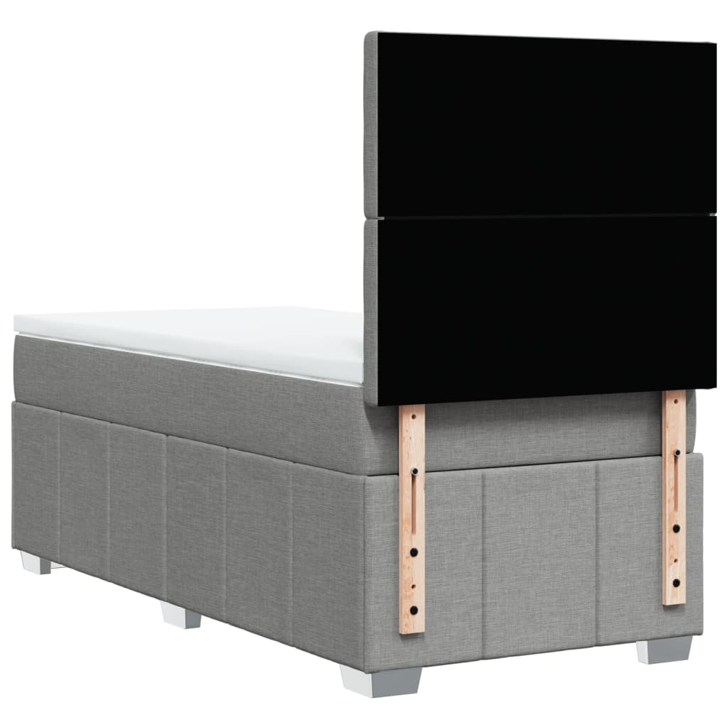 vidaXL Κρεβάτι Boxspring με Στρώμα Ανοιχτό Γκρι 100x200 εκ. Υφασμάτινο