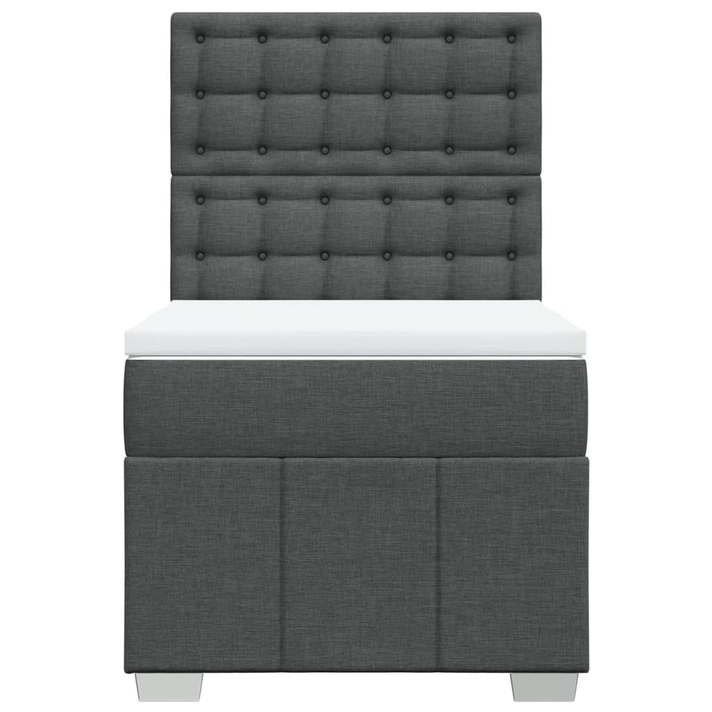 vidaXL Κρεβάτι Boxspring με Στρώμα Σκούρο Γκρι 100x200 εκ. Υφασμάτινο