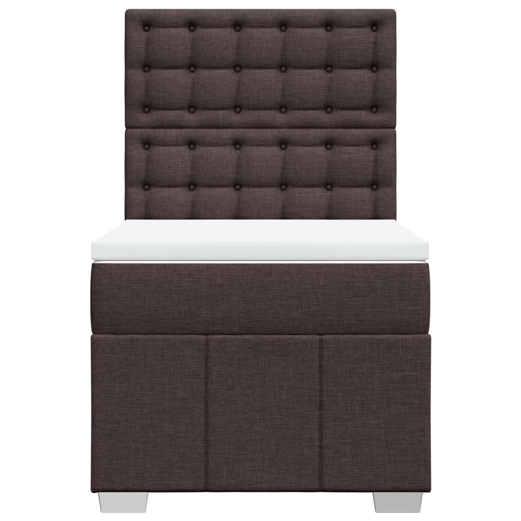 vidaXL Κρεβάτι Boxspring με Στρώμα Σκούρο Καφέ 100x200 εκ. Υφασμάτινο