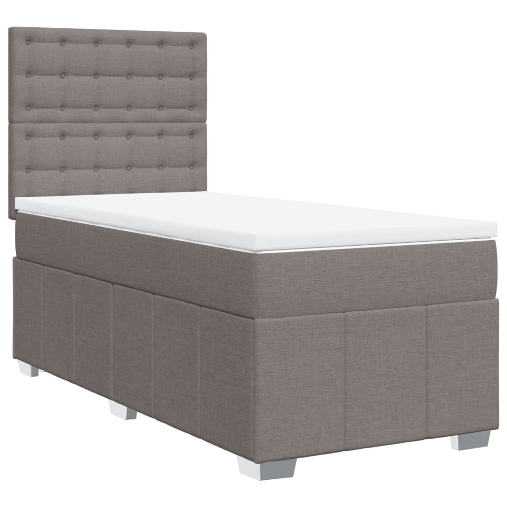 vidaXL Κρεβάτι Boxspring με Στρώμα Taupe 100 x 200 εκ. Υφασμάτινο