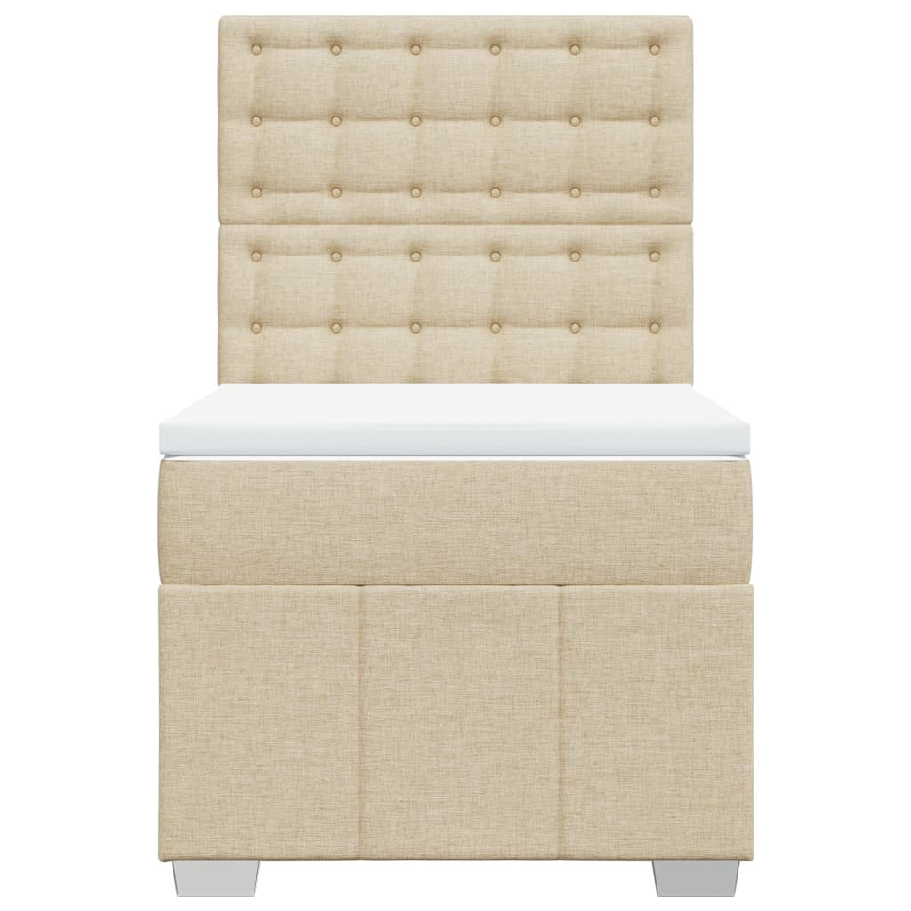 vidaXL Κρεβάτι Boxspring με Στρώμα Κρεμ 100 x 200 εκ. Υφασμάτινο