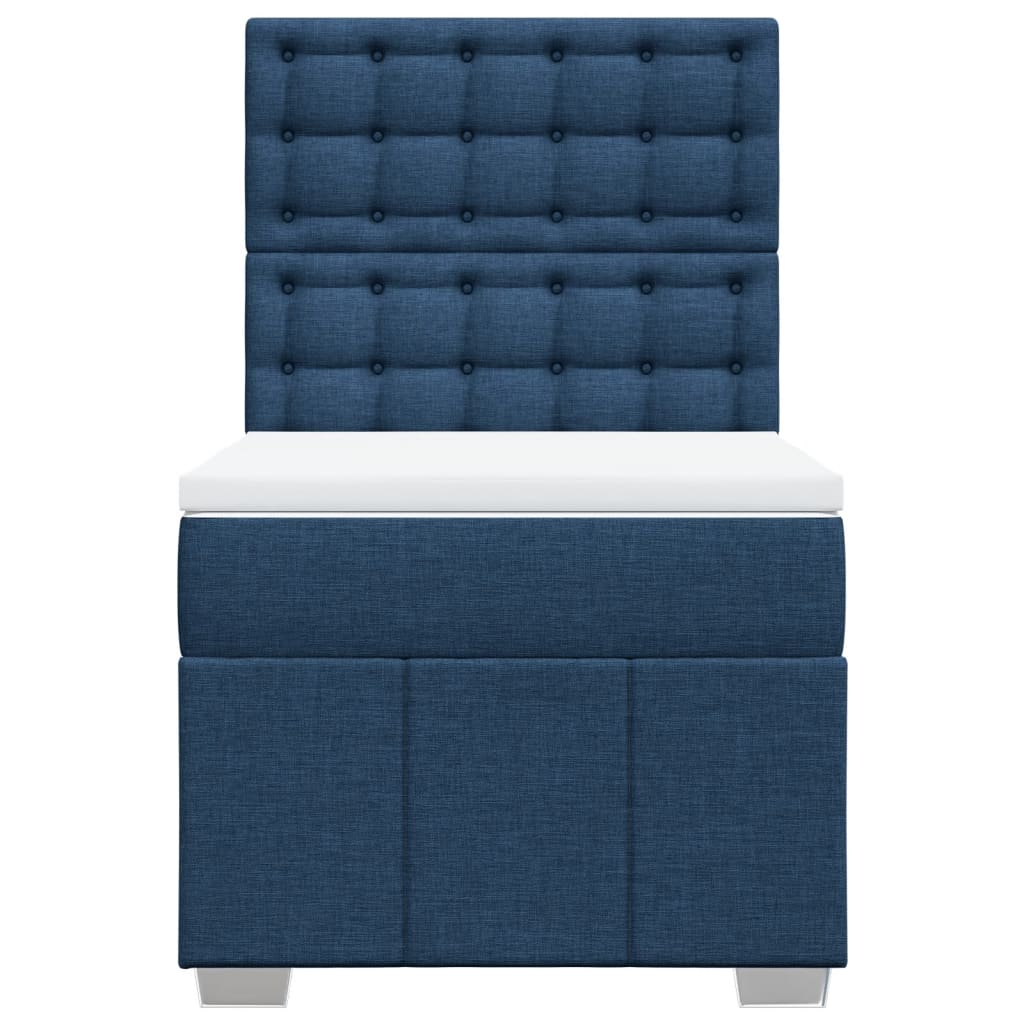 vidaXL Κρεβάτι Boxspring με Στρώμα Μπλε 100 x 200 εκ. Υφασμάτινο