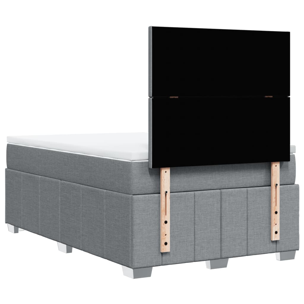 vidaXL Κρεβάτι Boxspring με Στρώμα Ανοιχτό Γκρι 120x190 εκ. Υφασμάτινο