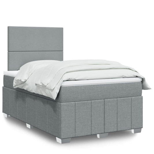 vidaXL Κρεβάτι Boxspring με Στρώμα Ανοιχτό Γκρι 120x190 εκ. Υφασμάτινο