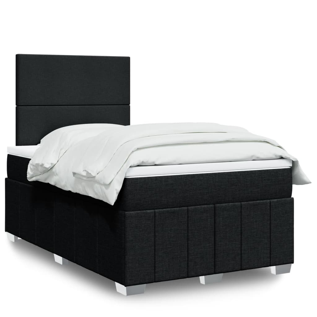 vidaXL Κρεβάτι Boxspring με Στρώμα Μαύρο 120x190 εκ. Υφασμάτινο