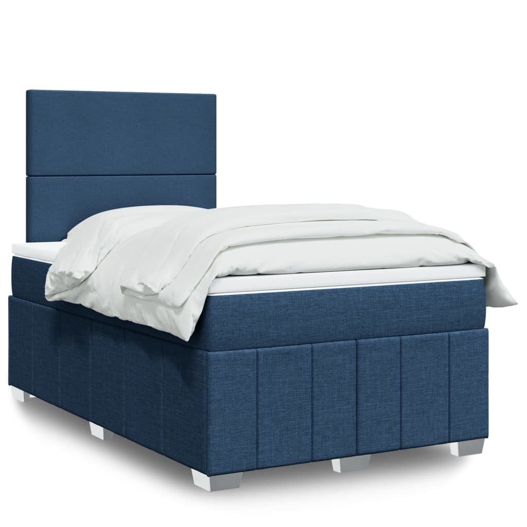 vidaXL Κρεβάτι Boxspring με Στρώμα Μπλε 120x190 εκ. Υφασμάτινο