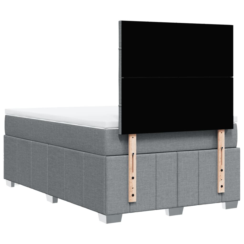vidaXL Κρεβάτι Boxspring με Στρώμα Ανοιχτό Γκρι 120x190 εκ. Υφασμάτινο