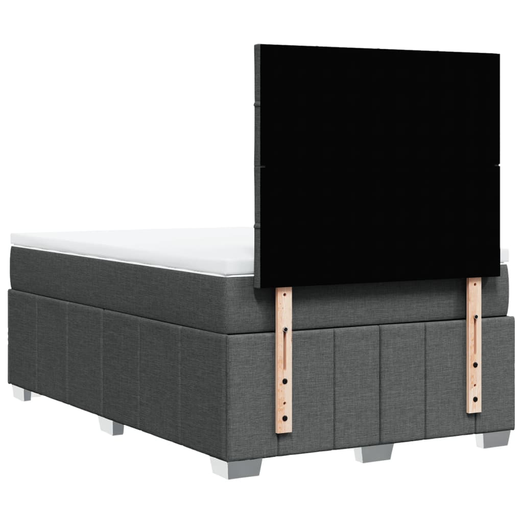 vidaXL Κρεβάτι Boxspring με Στρώμα Σκούρο Γκρι 120x190 εκ Υφασμάτινο