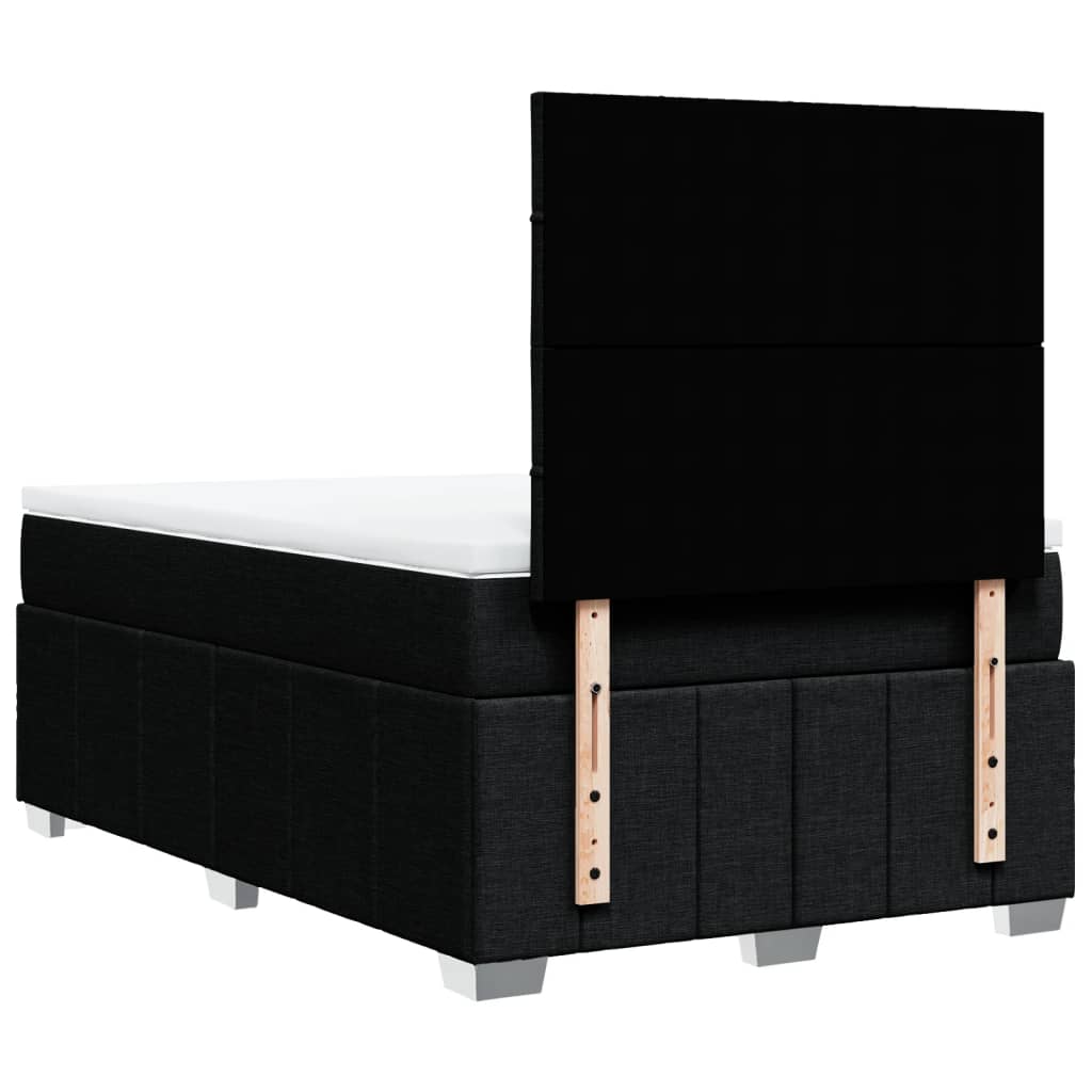 vidaXL Κρεβάτι Boxspring με Στρώμα Μαύρο 120x190 εκ. Υφασμάτινο