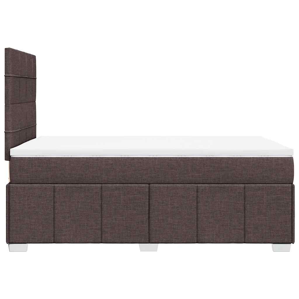 vidaXL Κρεβάτι Boxspring με Στρώμα Σκούρο Καφέ 120x190 εκ Υφασμάτινο
